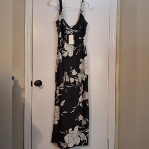 a new day Black Maxi Dress with White Floral Print